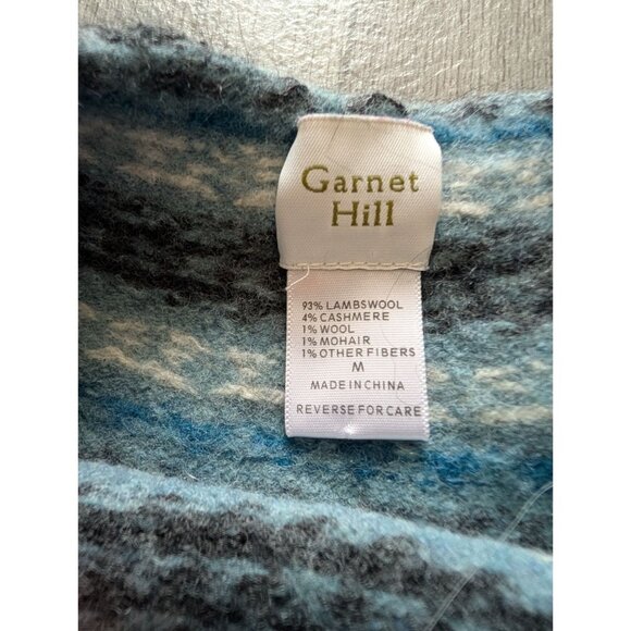 Garnet Hill Womens Blue Fair Isle Sweater M Lambswool Cashmere Long Sleeve XS - Picture 4 of 6